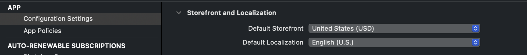 Language set in storekit file